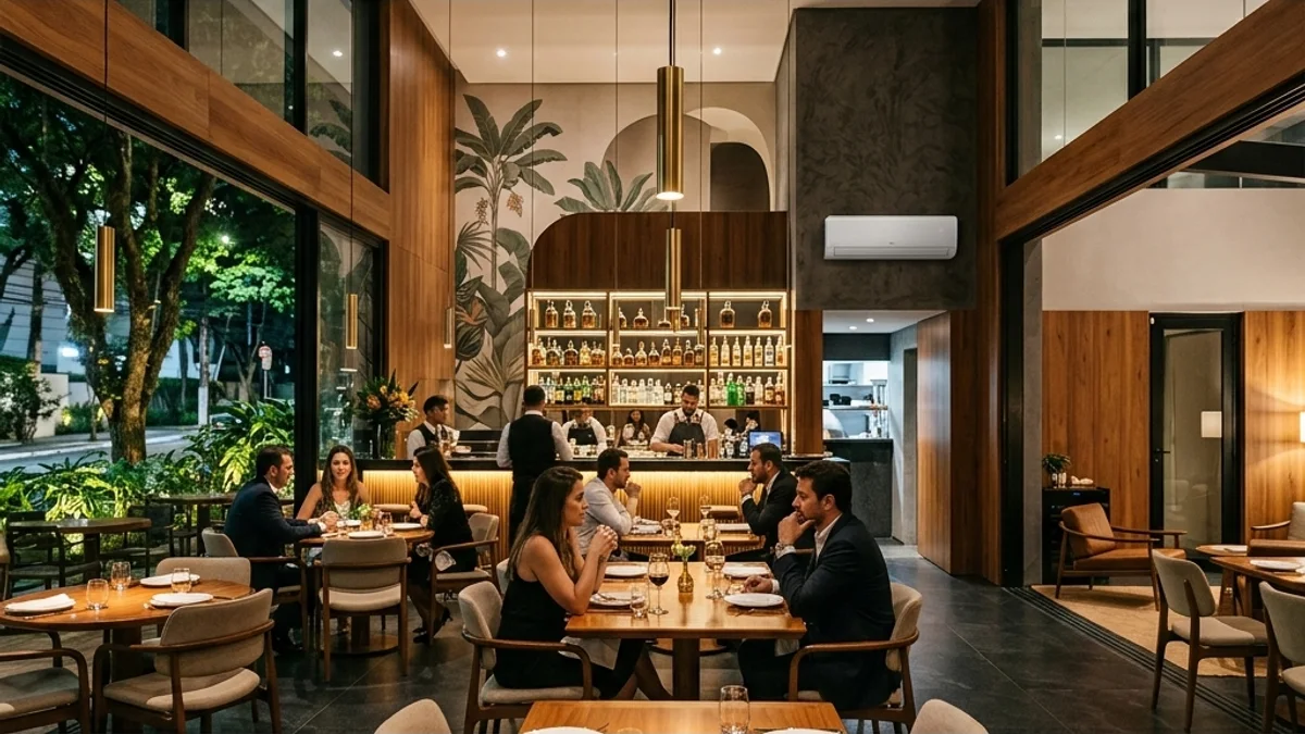Restaurantes. Interior de restaurante e lanchonete no Brasil, com ambiente organizado para conservação de alimentos